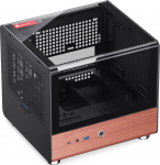 Jonsbo TK-0 PC Case, Mini-Tower, Mini-ITX, Tempered Glass, Wood - Black | TK-0 BLACK | 6970620554099