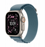Apple Watch Ultra 3 GPS + Cellular 49mm Natural Titanium Case | Light Blue Alpine Loop - Large | MEWP4QP/A | 195950609226