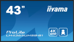 109cm/43" (3840x2160) iiyama ProLite LH4365UHSB-B1 16:9 4K IPS Touch 8ms 60Hz 24/7 2xHDMI DP LAN WIFI Speaker Black | LH4365UHSB-B1 | 4948570123551