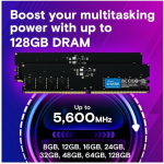 Crucial Memory DDR5 32GB/5600 CL46 (16Gbit) Tray | CT32G56C46U5T | 649528929853