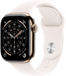 Apple Watch Series 11&nbsp;GPS + Cellular 46mm&nbsp;Gold Titanium Case with Light Blush Sport Band - S/M | MFD54MP/A | 195950629781