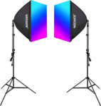 Kit Neewer NK800 two softboxes + bulbs RGB 24W 2700-6500K + tripods + barndoors | B0CF55TW5J | 6976831830144