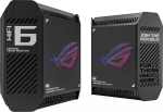 Asus Wifi 6 802.11ax Tri-band Gigabit Gaming Mesh System | GT6 ROG Rapture (2-Pack) | 802.11ax | 574+4804+4804 Mbit/s | 10/100/1000 Mbit/s | Ethernet LAN (RJ-45) ports 3 | Mesh Support Yes | MU-MiMO Yes | No mobile broadband | Antenna type Internal | ...
