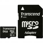 CARD microSD Card 64GB Transcend SDXC Class10 w/adapter | TS64GUSDXC10 | 0760557833673