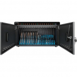 Manhattan iPad to 11" 20-bay Charging Cabinet Desktop via USB-C, Also other tablets and smartphones (with device to USB-C cable), Bays 264x22x235mm, Device charging cables not included (suggest USB-C cable code 356213), Cart, Lockable, EU/UK power co ...