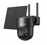 Langaton ulkokamera 360&deg; aurinkoakulla XEGA, 2K, IP66, SIM-kortti, 9000 mAh, musta.