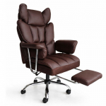 RELAX PRO p&ouml;&ouml;rlev kontoritool jalatoega - tumepruun eco-nahk KO50BR
