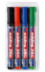 Valgetahvlimarker Edding 360 komplekt 4 v&auml;rvi, &uuml;mar ots 1,5-3mm