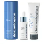 Smooth + Hydrate komplekt Dermalogica: igap&auml;evane piimakihiga kooriv puuder, 74 g + aktiivne niisutus, prebiootikumid, niisutav kreem, n&auml;ole, 50 ml + ringniisutus, h&uuml;aluroonhape, seerum, n&auml;ole, 30 ml