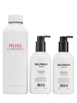 Balmain Professionnel komplekt: Balmain Professionnel, argaania&otilde;li, juukse&scaron;ampoon, niisutav, 300 ml + Balmain Professionnel, juuksepalsam, niisutamiseks, 300 ml + Muse Du Printemps, GWP terasest veepudel, valge