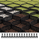 VEVOR 76x290 cm HDPE Kruusav&otilde;rk, 7,2 m&sup2;, 7,5 cm S&uuml;gav, 8850 kg/m&sup2; Kandev&otilde;ime, L&auml;bilaskev Tee Stabilisaator Aeda ja Parkimiseks