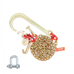 VEVOR G80 J konksu pukseeritav ahel 8mm x 1.8m RTJ klastrikonksu ja haakidega, 2450kg kandev&otilde;ime, raskete s&otilde;idukite pukseerimiseks