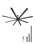 VEVOR 244 cm kaasaegne laeventilaator, 8 alumiiniumist laba, 6-kiiruseline pult, vaikne p&ouml;&ouml;ratav DC mootor, sise-/v&auml;litingimustesse, must