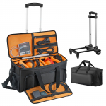 VEVOR veerev DJ kaablite kott ratastega, 6 vaheseina, polsterdatud 1680D reisikott muusikaseadmetele, 51x24x26.4 cm