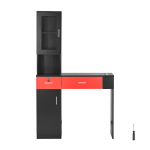 VEVOR seinale kinnitatav juuksurisalongi kapp, 3 lahtrit, 2 sahtlit (1 lukustatav), kuumakindlad hoidjad, must/punane