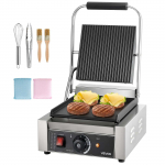 VEVOR 1800W kommertspanini grill 22x23 cm emailitud plaadiga, temperatuuri juhtimisega, roostevabast terasest v&otilde;ileivagrill