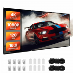 VEVOR 3048 mm 16:9 4K HD projektoriekraan, seinakinnitus, esi-/tagaprojektsioon, 160&deg; vaatenurk, kodu/kontori/kino jaoks