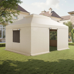 VEVOR talvine paviljoni kate 3.66x4.87 m k&otilde;vakatusega paviljonile, veekindel PE kate seinte, akende ja uksega