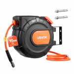 VEVOR 15m automaatselt keritav &otilde;huvooliku rullik 9.5mm PVC voolikuga, 300 PSI, 180&deg; kinnitus garaažidele ja t&ouml;&ouml;kodadele