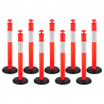 VEVOR 9 tk 1140 mm liikluspiirdepostid t&auml;idetava aluse ja helkurribadega ehitusplatsidele ja parkimisaladele