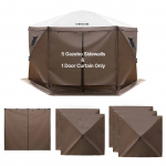 VEVOR 6 k&uuml;lgseina 1,73 x 1,48 m varikatusele, veekindlad 210D Oxford seinad ukse ja akendega 12 x 12 m pop-up telgile, pruun