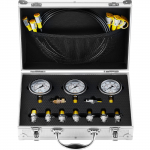 VEVOR H&uuml;drauliline Survetestimise Komplekt 250/400/600 Bar - 3 Manomeetrit, 9 &Uuml;hendust, 3 Voolikut, Kohver Ekskavaatoritele ja Masinatele