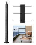 VEVOR 106,7x2,5x5 cm roostevabast terasest k&auml;sipuu post, eelpuuritud, must trepi ja terrassi piirdekomplekt, 1 tk