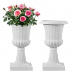VEVOR Klassikalised Valged Plastikust Lilleurnid 25x42 cm, 2 tk &ndash; Sise- ja V&auml;listingimustesse Aeda, Terrassile, Pulmadeks