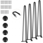 VEVOR 70cm Juuksen&otilde;ela Lauajalad, 4 tk, 408kg Kandev&otilde;ime, 3 Vardaga Terasjalad Lauale, Toolile, Pingile, Must