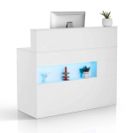VEVOR valge vastuv&otilde;tulaud 120 x 47.5 x 100 cm LED valguse, 2 sahtli ja pistikupesadega, kontorisse, salongi, fuajeesse