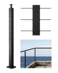 VEVOR Roostevabast Terasest Nurga Kaablipiirde Post 914.4x50.8 mm, L-t&uuml;&uuml;pi Augud, Must, Terrassidele ja Treppidele, 1 tk