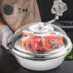 VEVOR 420 mm manuaalne taimede lehetrimmer roostevabast terasest teradega, l&auml;bipaistev kaas, m&auml;rg ja kuiv kasutus