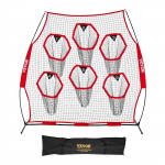 VEVOR 244x244cm jalgpalli viske treeningv&otilde;rk 6 sihtm&auml;rgiga, vastupidav s&otilde;lmesteta v&otilde;rk, kaasaskantav kott, punane