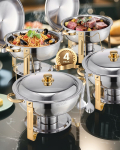 VEVOR 4-osaline 4,7L kuldne roostevabast terasest buffet-soojendite komplekt t&auml;issuuruses pannide, kaane ja kokkupandava alusega &ndash; &uuml;ritusteks