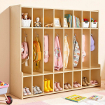 VEVOR 8-osaline laste puidust riidekapp 16 konksu ja 16 lahtriga, &uuml;mberminemiskindel, avatud hoiustamine koju ja lasteaeda