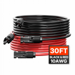 VEVOR 9,14m p&auml;ikesepaneeli pikenduskaablite komplekt, 6mm&sup2; 10AWG PV kaabel MC4 IP67 pistikutega, must ja punane, 2 tk