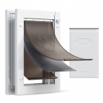 VEVOR keskmine metallist lemmiklooma uks 3 magnetklapiga, ilmastikukindel koera- ja kassiluuk sise- ja v&auml;lisustele, valge