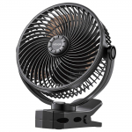 VEVOR laetav klambriga ventilaator 170 mm, 3 kiirust ja tsirkulatsioonirežiim, USB-C, vaikne 46 dB, tugev kinnitus lauale, voodile, telki, must