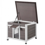 VEVOR Ilmastikukindel V&auml;likassi Puidust Maja Akna, Avatava Katuse ja PVC Kardinatega, 61x53x46cm Varjualune Kassidele ja V&auml;ikeloomadele