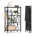 VEVOR 4-korruseline kokkupandav metallriiul, 66x33x117cm, rataste ja konksudega, kokkupanekuta, k&ouml;&ouml;ki, garaaži - must