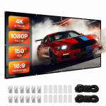 VEVOR 3810 mm 16:9 4K HD projektoriekraan, seinale kinnitatav, kahepoolne, laia vaatenurgaga, konksude ja teipidega, kodukinole