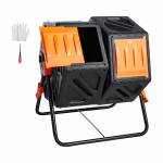 VEVOR 140L kahekambriline kompostri p&ouml;&ouml;rdt&uuml;nn, BPA-vaba, liuguste ja terasraamiga &otilde;uekomposter