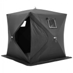 VEVOR pop-up j&auml;&auml;kalastustelk 3&ndash;4 inimesele, 8,4 m&sup2; veekindel Oxford varjualune, koos koti, ankrute ja n&ouml;&ouml;ridega, must