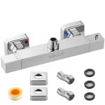 VEVOR termostaatiline du&scaron;isegisti klapp, 38&deg;C turvalukk, messingist kroomitud segisti vannituppa, matkaautosse, hotelli