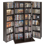 VEVOR 6-korruseline suletud meediakapp, pruun DVD CD raamatu ja m&auml;ngude riiul, stabiilne tolmukindel korraldaja 610 x 368 x 1270 mm