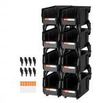 VEVOR virnastatavad plastkastid 27,6x14x13 cm, 8 tk &ndash; vastupidavad konteinerid koju, kontorisse, garaaži, mustad