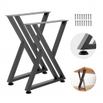 VEVOR terasest lauajalad 740x610 mm, 1000 kg kandev&otilde;ime, reguleeritavad jalad, mustad metalllauajalad s&ouml;&ouml;gilaudadele ja baaridele, 2 tk