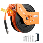 VEVOR tagasit&otilde;mmatav suru&otilde;hu vooliku rull 15 m x 9,5 mm, 20 bar, automaatne kerimine, 1,52 m &uuml;hendus, 180&deg; seina/lae kinnitus garaažile