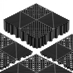 VEVOR omavahel lukustuvad PP drenaažp&otilde;randa plaadid 310 x 310 mm, libisemiskindlad moodulmatid garaažile ja m&auml;rgadesse aladesse, mustad, 12 tk