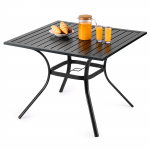 VEVOR 94x94cm v&auml;likasutuseks terasest s&ouml;&ouml;gilaud 38mm p&auml;ikesevarju auguga, ilmastikukindel, must
